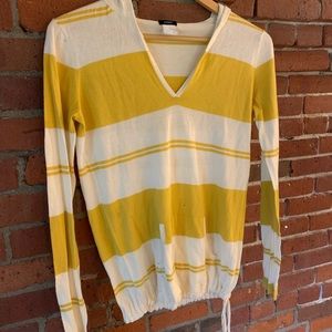 J Crew Yellow/White Striped Top/Hoodie XS NWOT